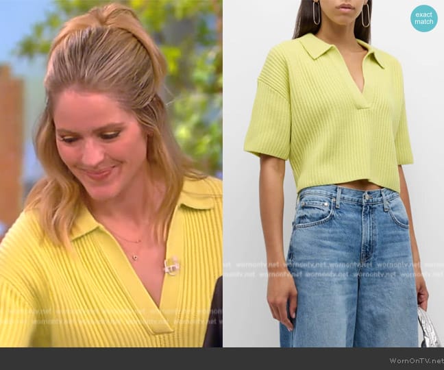 TWP Tallulah Cashmere Short-Sleeve Polo Sweater worn by Sara Haines on The View