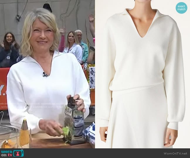 WornOnTV: Martha Stewart’s white ribbed collared sweater on Today ...