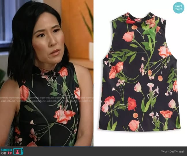 Ted Baker Raeven Floral Sleeveless Top worn by Vicky Nguyen on NBC News Daily