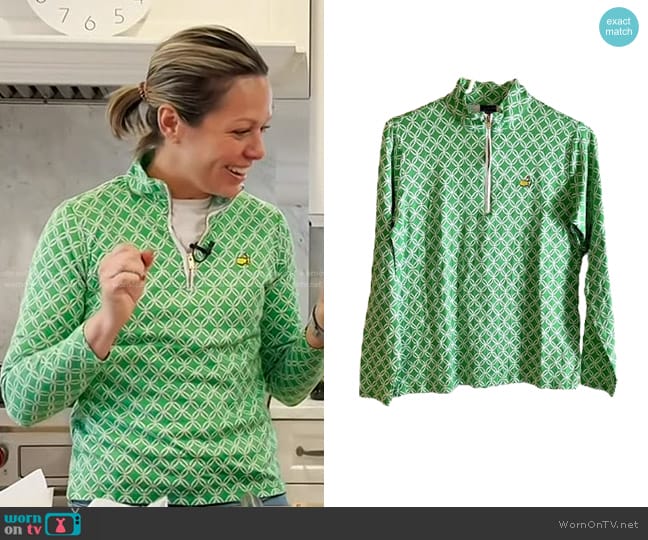 The Masters by Peter Millar Print Quarter Zip Top worn by Dylan Dreyer on Today