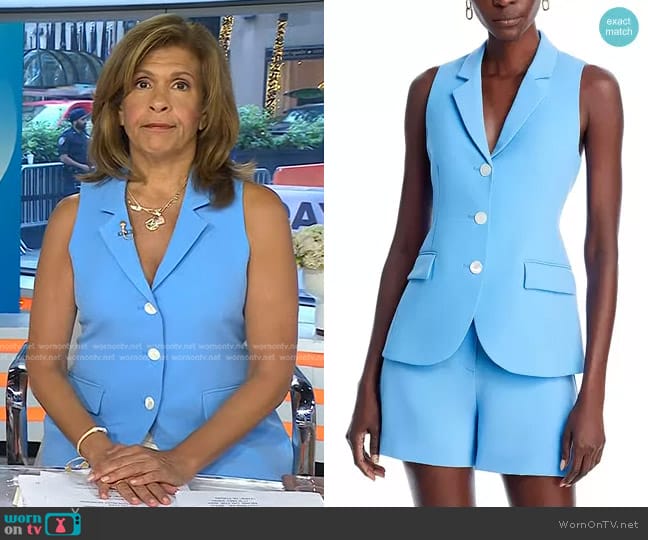 Derek Lam 10 Crosby Theodora Notch Collar Vest in Azure worn by Hoda Kotb on Today