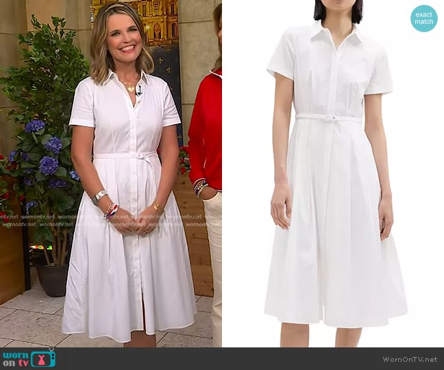 Theory Belted Cotton Blend Shirtdress worn by Savannah Guthrie on Today