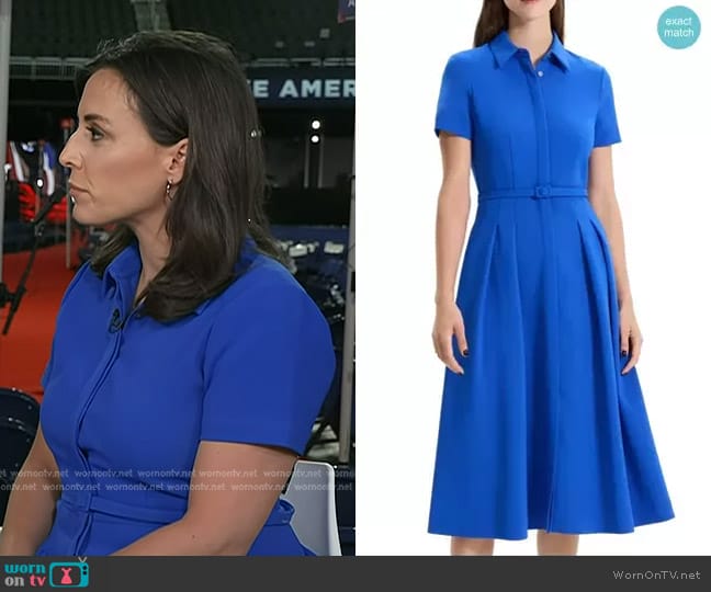 Theory Tailored Short Sleeve Shirtdress in Wave worn by Hallie Jackson on Today