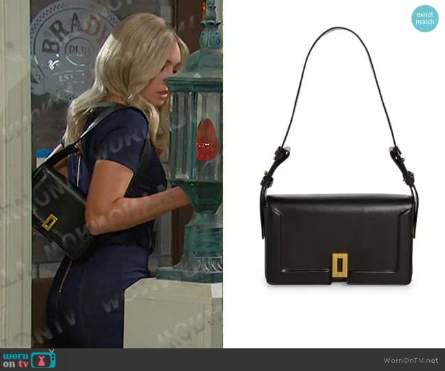 Topshop Sidney Trophy Shoulder Bag in black worn by Theresa Donovan (Emily O'Brien) on Days of our Lives