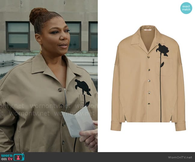 Valentino Garavani Flower-appliqué canvas shirt jacket worn by Robyn McCall (Queen Latifah) on The Equalizer