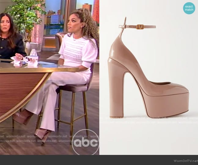 Valentino Garavani Tan-go Platform Pumps In Patent Leather worn by Sunny Hostin on The View