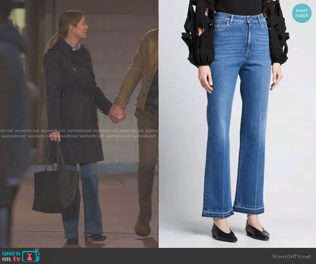 Valentino Straight-Leg Released-Hem Jeans worn by Meredith Grey (Ellen Pompeo) on Greys Anatomy