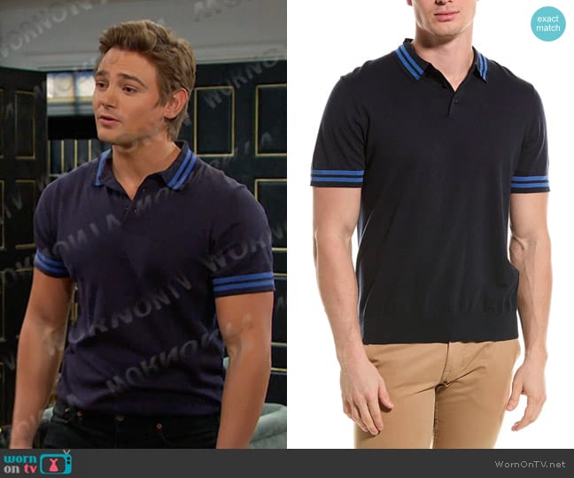 Velvet by Graham & Spencer Hogan Short Sleeve Polo Shirt worn by Johnny DiMera (Carson Boatman) on Days of our Lives