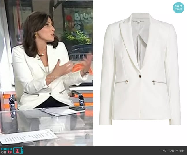 Veronica Beard Core Scuba Jacket in White worn by Hallie Jackson on Today