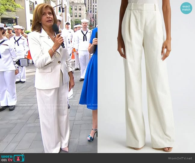 Veronica Beard Heyser Pinstripe Pants in Ecru Multi worn by Hoda Kotb on Today