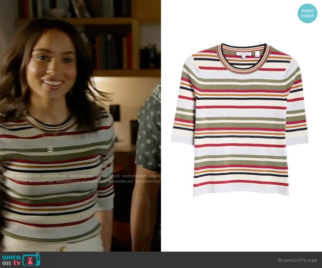 Veronica Beard Kavya Stripe Rib Sweater worn by May Grant (Corinne Massiah) on 9-1-1