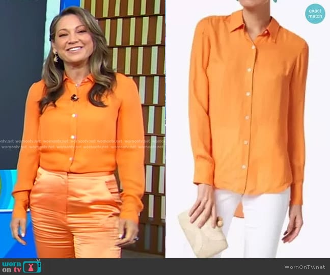 Veronica Beard Morgane Silk Blend Shirt worn by Ginger Zee on Good Morning America