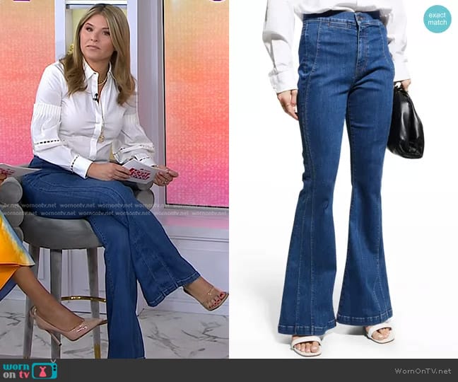 WornOnTV: Jenna’s white poplin blouse and flare jeans on Today | Jenna ...