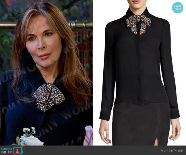 Alice + Olivia Willa Blouse worn by Kate Roberts (Lauren Koslow) on Days of our Lives