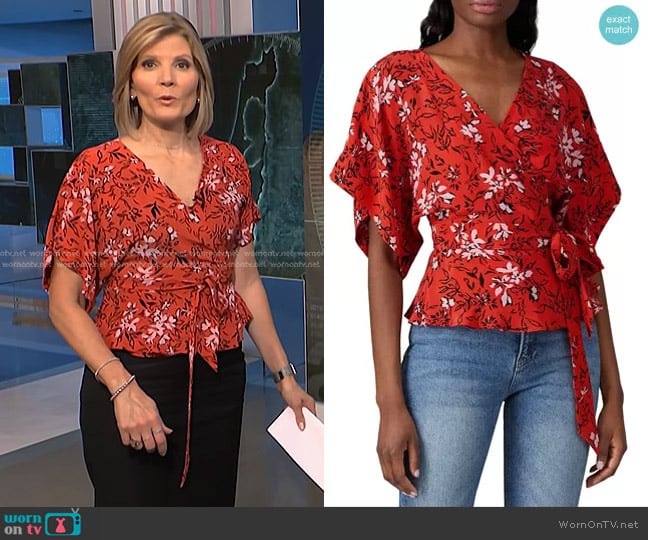 Yumi Kim Wrap Silk Top worn by Kate Snow on NBC News Daily