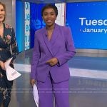 Zinhle’s purple blazer and pants on NBC News Daily