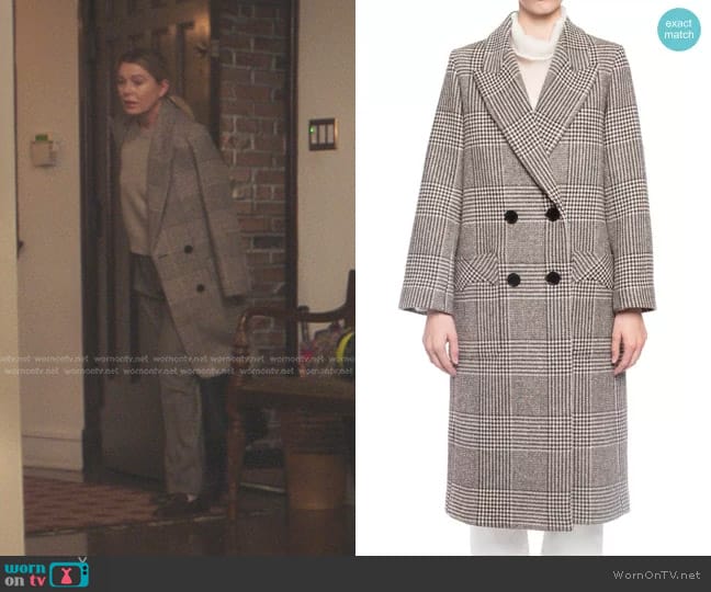 Zadig & Voltaire Coat with Peak Lapels worn by Meredith Grey (Ellen Pompeo) on Greys Anatomy