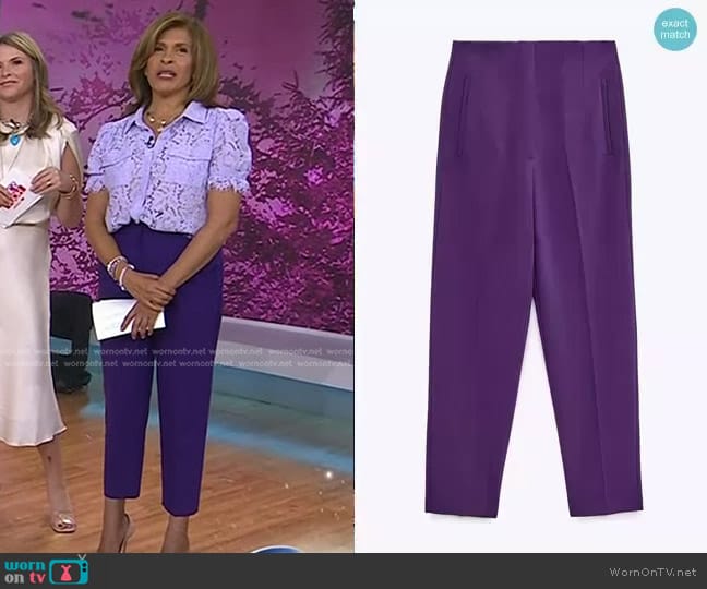 WornOnTV: Hoda’s lilac lace top and purple pants on Today | Hoda Kotb ...