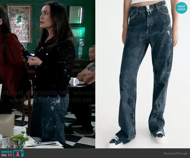 Zara Mid Rise Baggy Wide Leg Jeans worn by Lois Cerullo (Rena Sofer) on General Hospital