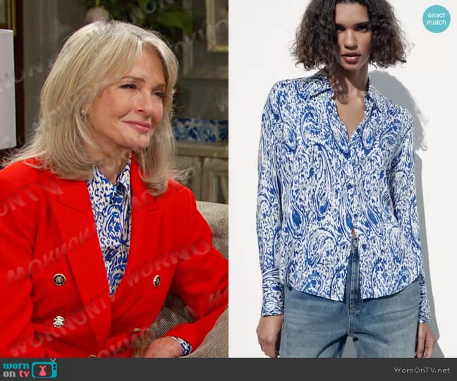 Zara Printed Shirt worn by Marlena Evans (Deidre Hall) on Days of our Lives