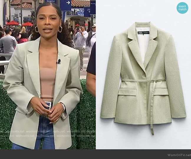 Zara Narrow  Belt Blazer worn by Zuri Hall on Access Hollywood