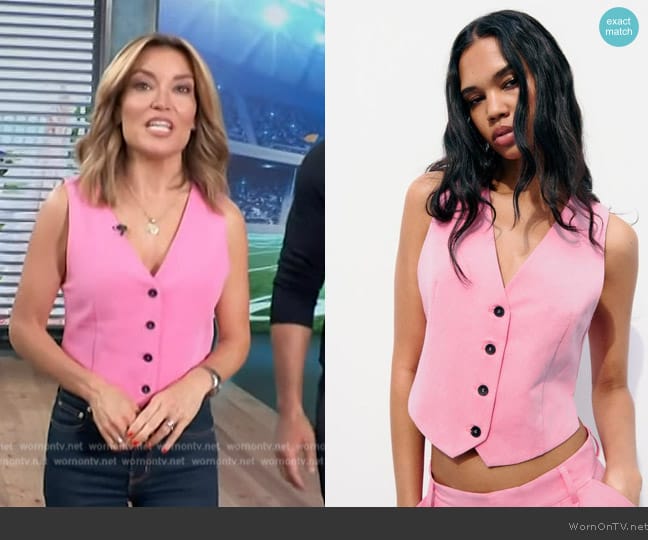 WornOnTV: Kit’s pink button vest on Access Hollywood | Kit Hoover ...