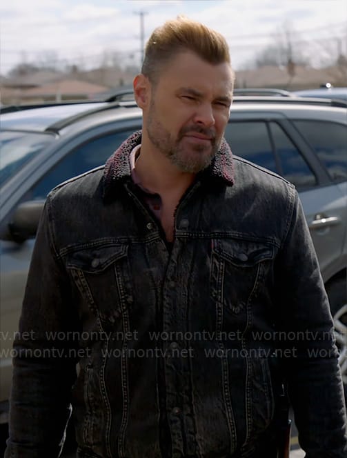 Adam's black denim and sherpa jacket on Chicago PD