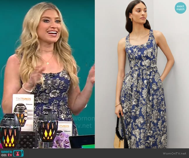 Adam Lippes Collective Printed Poplin Midi Dress worn by Ashley Bellman on CBS Mornings