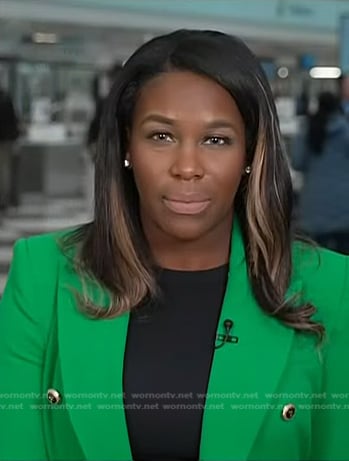 Adrienne Broaddus's green double breasted blazer on Today