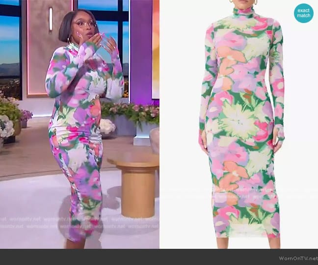 AFRM Shailene Dress in Spring Blossom worn by Jennifer Hudson on The Jennifer Hudson Show