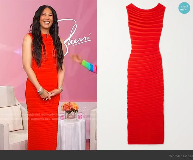 Alaia Layered knitted maxi dress worn by Kimora Lee Simmons on Sherri