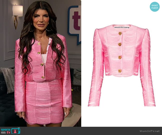 Alexander Wang Cropped fringed jacket worn by Teresa Giudice on The Talk