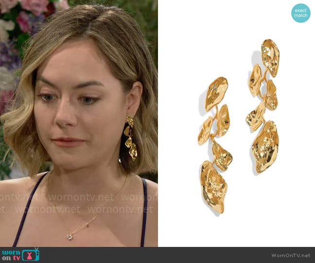 Alexis Bittar Mosaic Molten Linear Drop Earrings worn by Hope Logan (Annika Noelle) on The Bold and the Beautiful