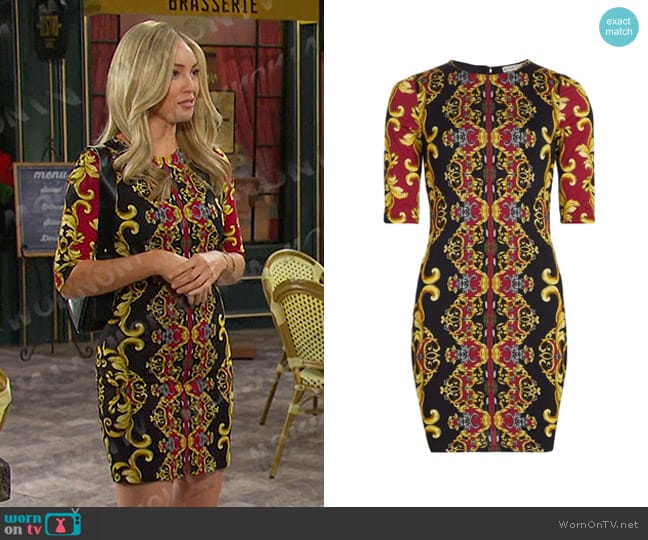 Alice + Olivia Delora Print Mini Dress in Red Multi worn by Theresa Donovan (Emily O'Brien) on Days of our Lives