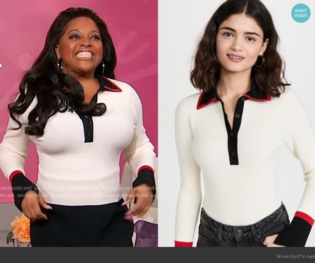 Alice + Olivia Pia Ribbed Knit Polo Sweater worn by Sherri Shepherd on Sherri