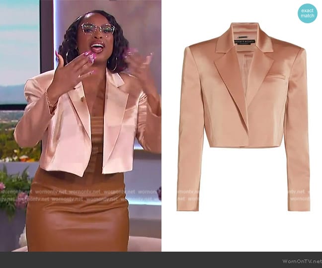 Alice + Olivia Shan Cropped Blazer in Burnt Rose worn by Jennifer Hudson on The Jennifer Hudson Show