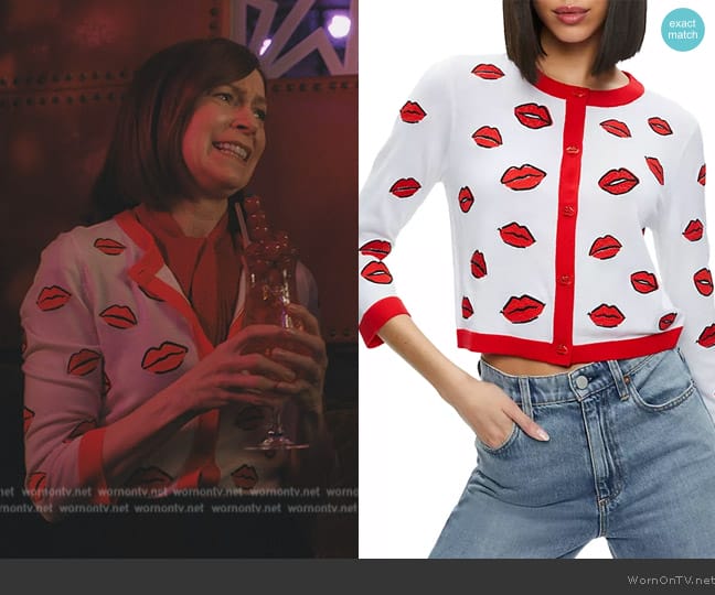 Alice + Olivia Daroda Wool Kiss Crop Cardigan worn by Elsbeth Tascioni (Carrie Preston) on Elsbeth