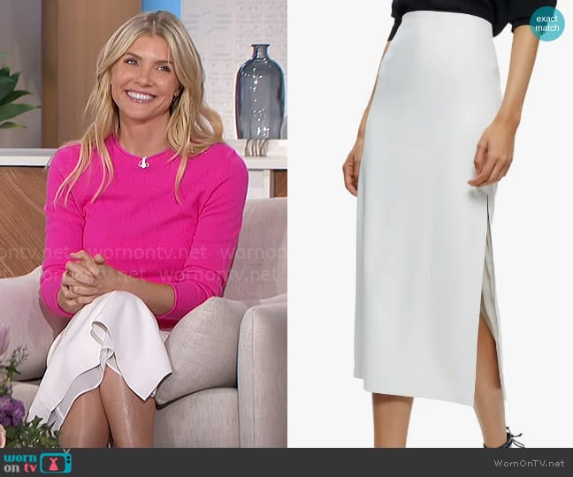 Alice + Olivia Maeve Vegan Leather Skirt worn by Amanda Kloots on The Talk