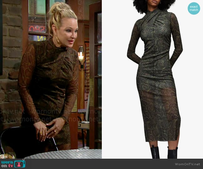 All Saints Tia Tamora Dress worn by Sharon Newman (Sharon Case) on The Young and the Restless