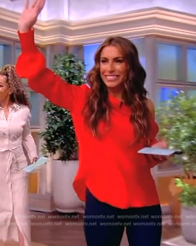 Alyssa's red off shoulder blouse on The View