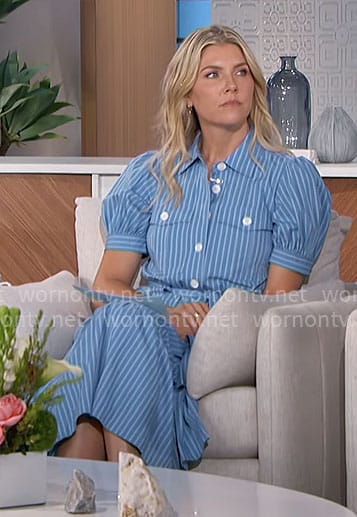 Amanda's blue striped shirtdress on The Talk