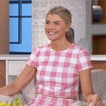 Amanda's pink sequin checked crop top and skirt set on The Talk