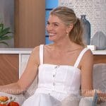 Amanda’s white square neckline midi dress on The Talk