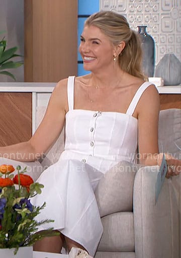 Amanda's white square neckline midi dress on The Talk