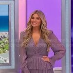 Amber’s purple metallic long sleeved mini dress on The Price is Right