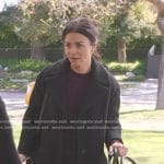 Amelia’s black coat and travel carry bag on Greys Anatomy