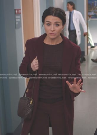 Amelia's brown crossbody bag on Greys Anatomy