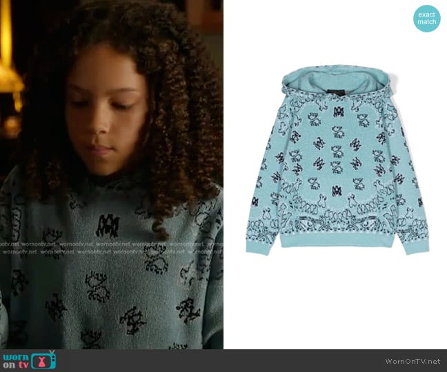 Amiri Kids Bandana-Jacquard Chenille Hoodie worn by Denny (Declan Pratt) on 9-1-1