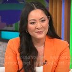 Amy Liu’s orange blazer and shorts set on CBS Mornings