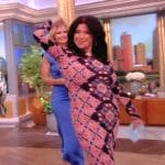 Ana’s geometric patterned knit dress on The View